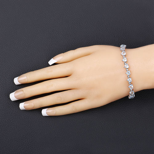 11.62 Carat Genuine Blue Topaz and White Diamond .925 Sterling Silver Bracelet on sale at MyriadMart