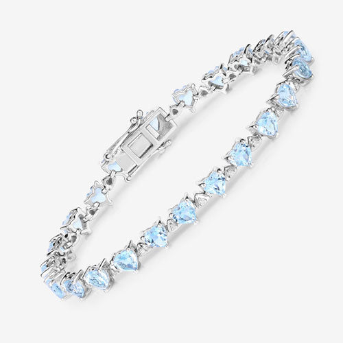 11.62 Carat Genuine Blue Topaz and White Diamond .925 Sterling Silver Bracelet on sale at MyriadMart