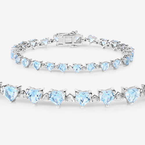 11.62 Carat Genuine Blue Topaz and White Diamond .925 Sterling Silver Bracelet on sale at MyriadMart