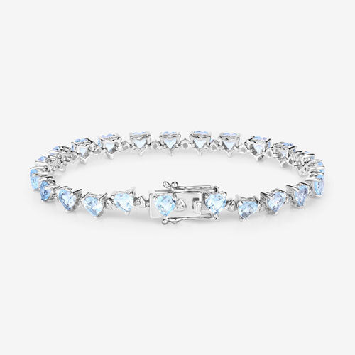 11.62 Carat Genuine Blue Topaz and White Diamond .925 Sterling Silver Bracelet on sale at MyriadMart