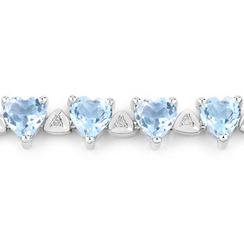 11.62 Carat Genuine Blue Topaz and White Diamond .925 Sterling Silver Bracelet on sale at MyriadMart