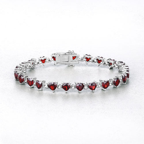 11.62 Carat Genuine Garnet and White Diamond .925 Sterling Silver Bracelet on sale at MyriadMart