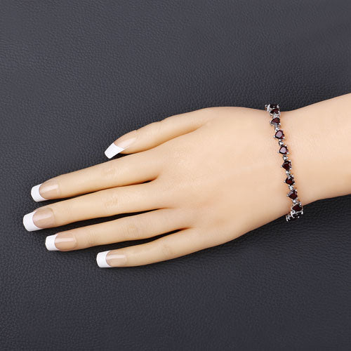11.62 Carat Genuine Garnet and White Diamond .925 Sterling Silver Bracelet on sale at MyriadMart