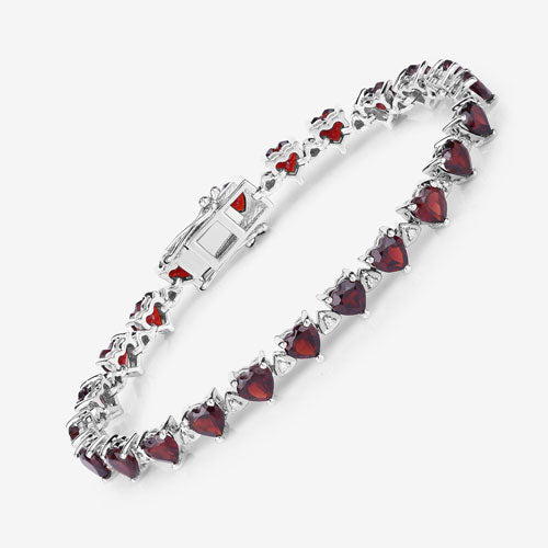 11.62 Carat Genuine Garnet and White Diamond .925 Sterling Silver Bracelet on sale at MyriadMart