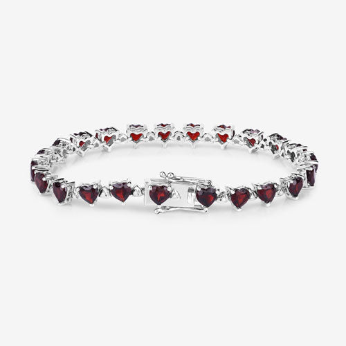 11.62 Carat Genuine Garnet and White Diamond .925 Sterling Silver Bracelet on sale at MyriadMart