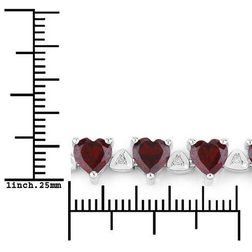 11.62 Carat Genuine Garnet and White Diamond .925 Sterling Silver Bracelet on sale at MyriadMart