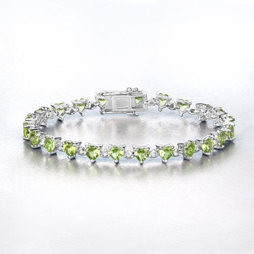 10.24 Carat Genuine Peridot and White Diamond .925 Sterling Silver Bracelet on sale at MyriadMart