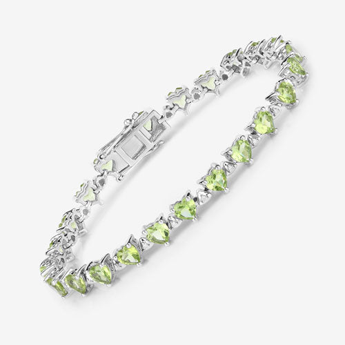 10.24 Carat Genuine Peridot and White Diamond .925 Sterling Silver Bracelet on sale at MyriadMart
