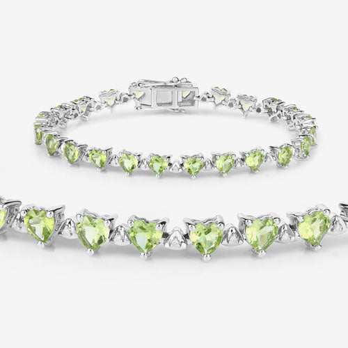 10.24 Carat Genuine Peridot and White Diamond .925 Sterling Silver Bracelet on sale at MyriadMart