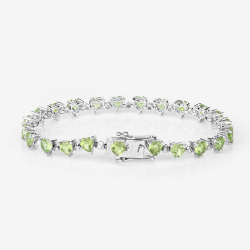 10.24 Carat Genuine Peridot and White Diamond .925 Sterling Silver Bracelet on sale at MyriadMart