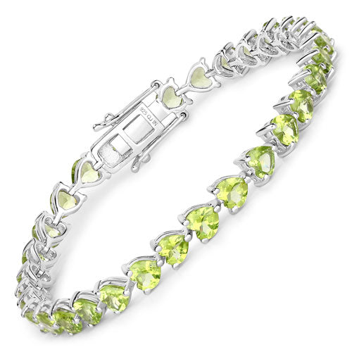 13.64 Carat Genuine Peridot .925 Sterling Silver Bracelet on sale at MyriadMart