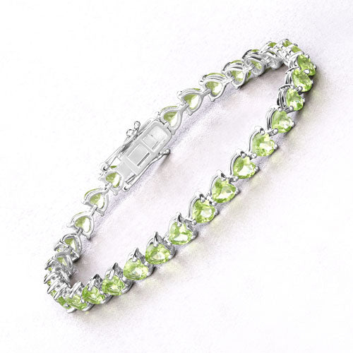13.64 Carat Genuine Peridot .925 Sterling Silver Bracelet on sale at MyriadMart