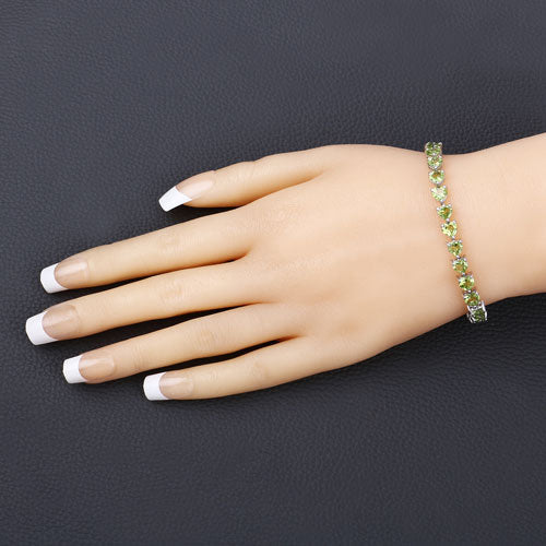 13.64 Carat Genuine Peridot .925 Sterling Silver Bracelet on sale at MyriadMart