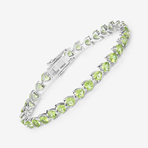 13.64 Carat Genuine Peridot .925 Sterling Silver Bracelet on sale at MyriadMart