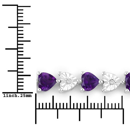 6.59 Carat Genuine Amethyst and White Diamond .925 Sterling Silver Bracelet on sale at MyriadMart