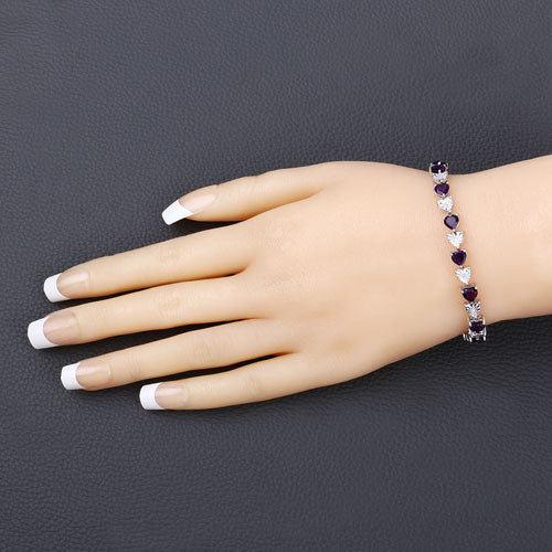 6.59 Carat Genuine Amethyst and White Diamond .925 Sterling Silver Bracelet on sale at MyriadMart