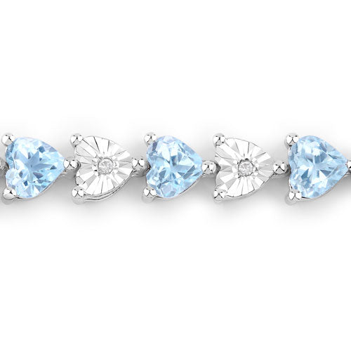 7.64 Carat Genuine Blue Topaz and White Diamond .925 Sterling Silver Bracelet on sale at MyriadMart