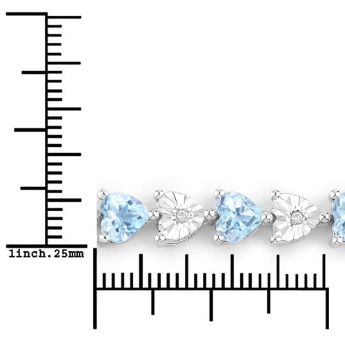 7.64 Carat Genuine Blue Topaz and White Diamond .925 Sterling Silver Bracelet on sale at MyriadMart