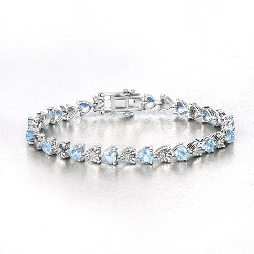 7.64 Carat Genuine Blue Topaz and White Diamond .925 Sterling Silver Bracelet on sale at MyriadMart