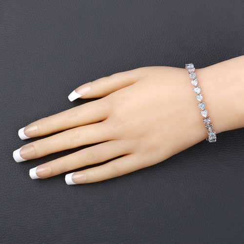 7.64 Carat Genuine Blue Topaz and White Diamond .925 Sterling Silver Bracelet on sale at MyriadMart