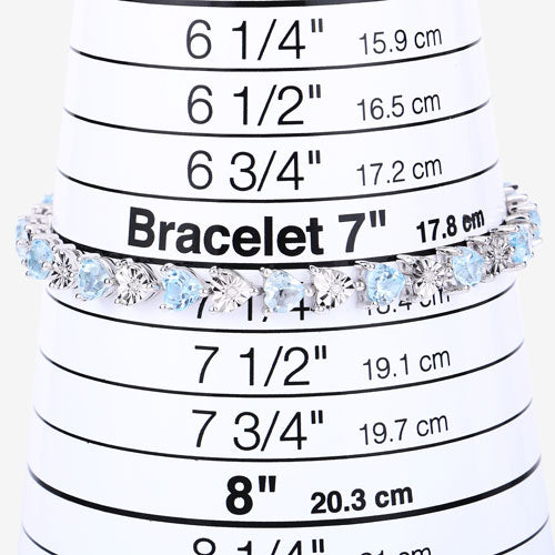 7.64 Carat Genuine Blue Topaz and White Diamond .925 Sterling Silver Bracelet on sale at MyriadMart
