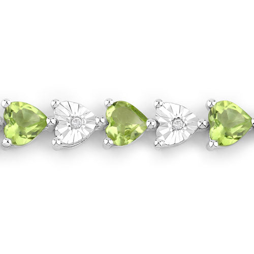 6.74 Carat Genuine Peridot and White Diamond .925 Sterling Silver Bracelet on sale at MyriadMart