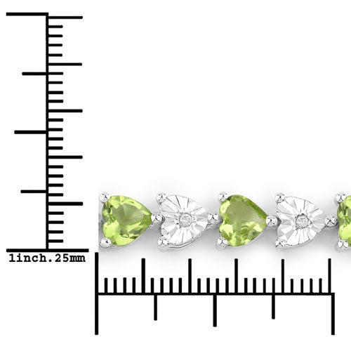 6.74 Carat Genuine Peridot and White Diamond .925 Sterling Silver Bracelet on sale at MyriadMart