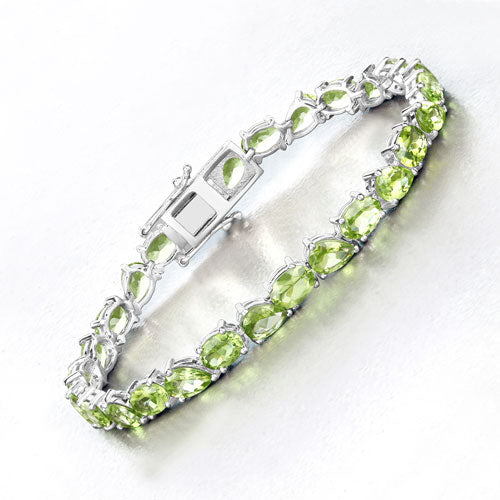 21.37 Carat Genuine Peridot .925 Sterling Silver Bracelet on sale at MyriadMart
