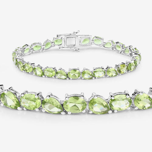 21.37 Carat Genuine Peridot .925 Sterling Silver Bracelet on sale at MyriadMart