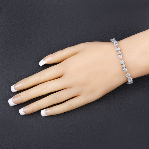 7.36 Carat Genuine Aquamarine and White Diamond .925 Sterling Silver Bracelet on sale at MyriadMart