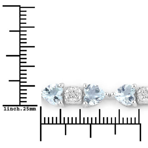 7.36 Carat Genuine Aquamarine and White Diamond .925 Sterling Silver Bracelet on sale at MyriadMart