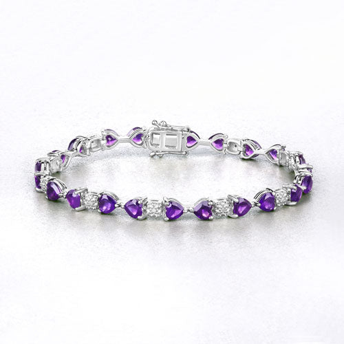 9.56 Carat Genuine Amethyst and White Diamond .925 Sterling Silver Bracelet on sale at MyriadMart