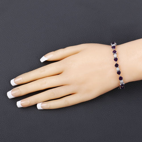 9.56 Carat Genuine Amethyst and White Diamond .925 Sterling Silver Bracelet on sale at MyriadMart