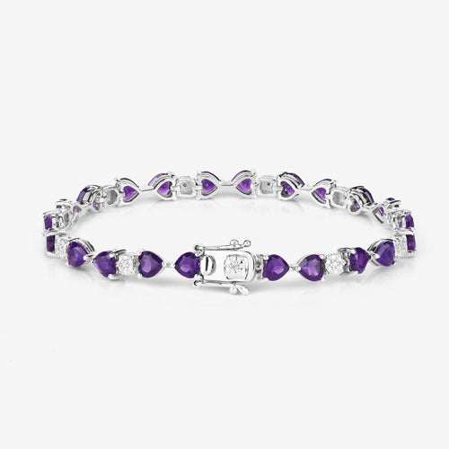 9.56 Carat Genuine Amethyst and White Diamond .925 Sterling Silver Bracelet on sale at MyriadMart