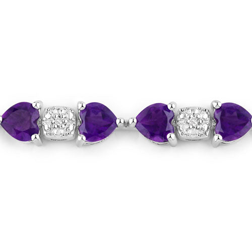 9.56 Carat Genuine Amethyst and White Diamond .925 Sterling Silver Bracelet on sale at MyriadMart