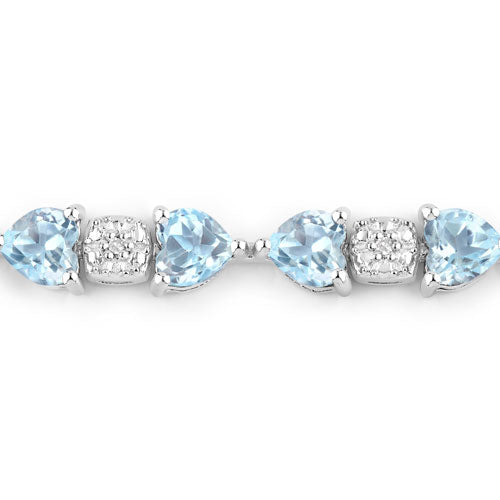 11.10 Carat Genuine Blue Topaz and White Diamond .925 Sterling Silver Bracelet on sale at MyriadMart