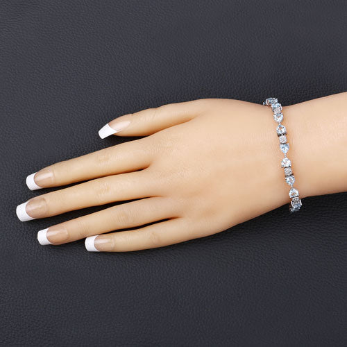 11.10 Carat Genuine Blue Topaz and White Diamond .925 Sterling Silver Bracelet on sale at MyriadMart
