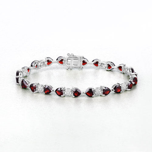 11.10 Carat Genuine Garnet and White Diamond .925 Sterling Silver Bracelet on sale at MyriadMart