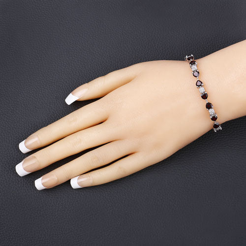 11.10 Carat Genuine Garnet and White Diamond .925 Sterling Silver Bracelet on sale at MyriadMart