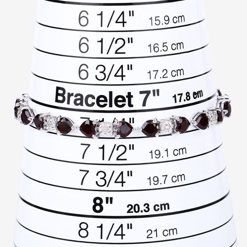 11.10 Carat Genuine Garnet and White Diamond .925 Sterling Silver Bracelet on sale at MyriadMart