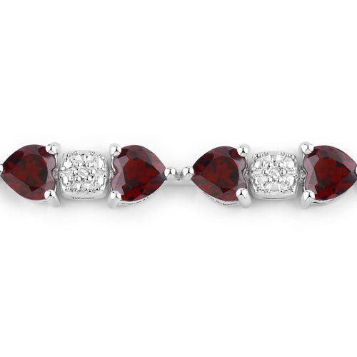 11.10 Carat Genuine Garnet and White Diamond .925 Sterling Silver Bracelet on sale at MyriadMart