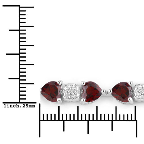 11.10 Carat Genuine Garnet and White Diamond .925 Sterling Silver Bracelet on sale at MyriadMart