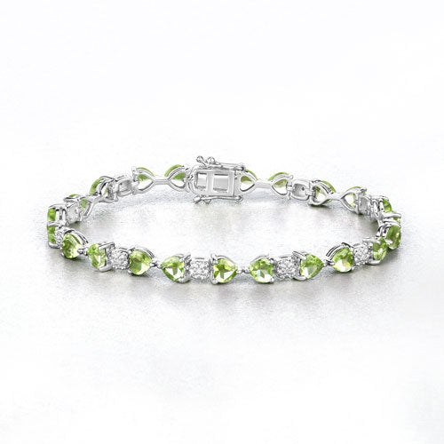 9.78 Carat Genuine Peridot and White Diamond .925 Sterling Silver Bracelet on sale at MyriadMart
