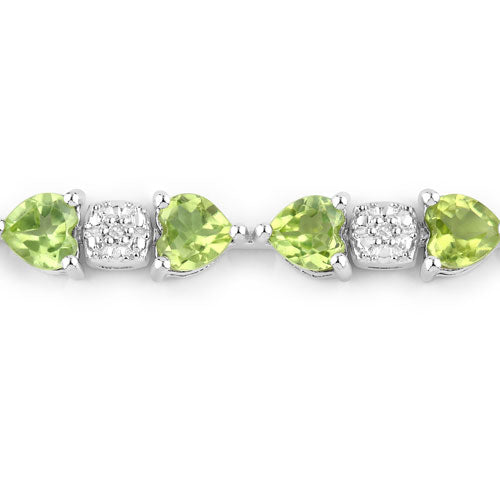 9.78 Carat Genuine Peridot and White Diamond .925 Sterling Silver Bracelet on sale at MyriadMart
