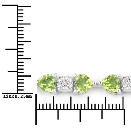 9.78 Carat Genuine Peridot and White Diamond .925 Sterling Silver Bracelet on sale at MyriadMart