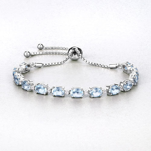 12.83 Carat Genuine Blue Topaz and White Topaz .925 Sterling Silver Bracelet on sale at MyriadMart
