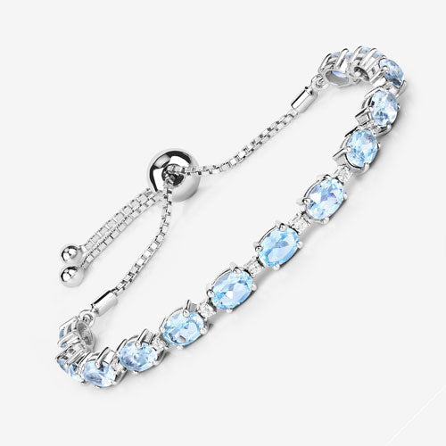 12.83 Carat Genuine Blue Topaz and White Topaz .925 Sterling Silver Bracelet on sale at MyriadMart