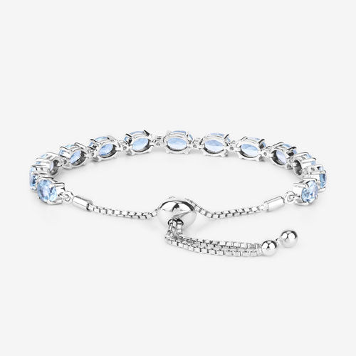 12.83 Carat Genuine Blue Topaz and White Topaz .925 Sterling Silver Bracelet on sale at MyriadMart