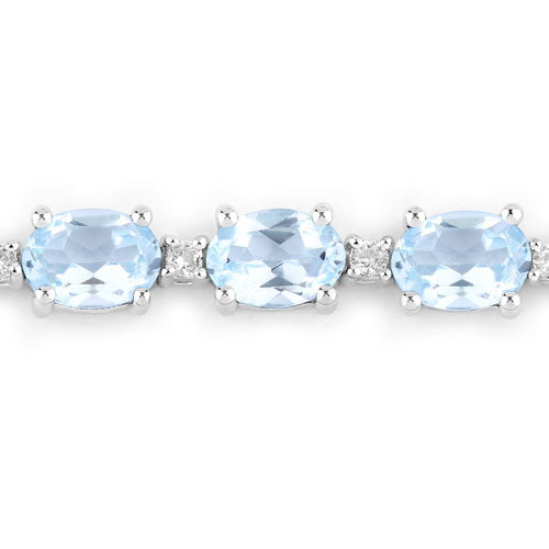 12.83 Carat Genuine Blue Topaz and White Topaz .925 Sterling Silver Bracelet on sale at MyriadMart