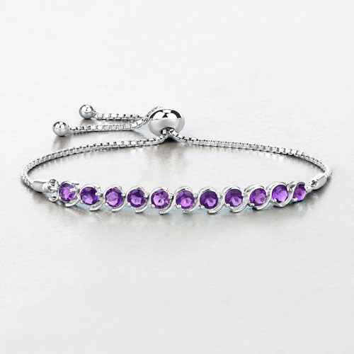2.64 Carat Genuine Amethyst .925 Sterling Silver Bracelet on sale at MyriadMart